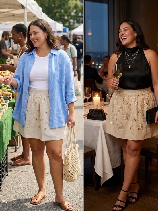 Ciebon Dresses & Skirts - Ciebon Elmira Sequin Linen & Cotton Miniskirt. Size L